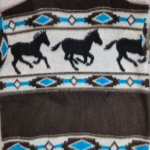Earth Ragz Southwestern Horse Print Fuzzy Full Zip Hoodie  Size XL - Picture 9 of 14